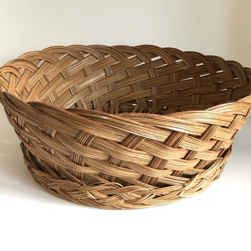 Vintage woven handmade round basket